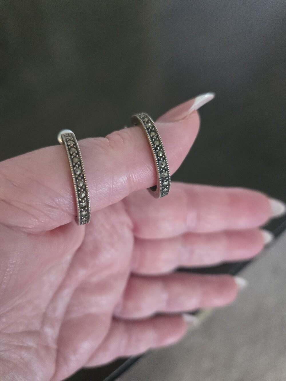 Vintage-Inspired Silver-Tone Marcasite Earrings - Silver
